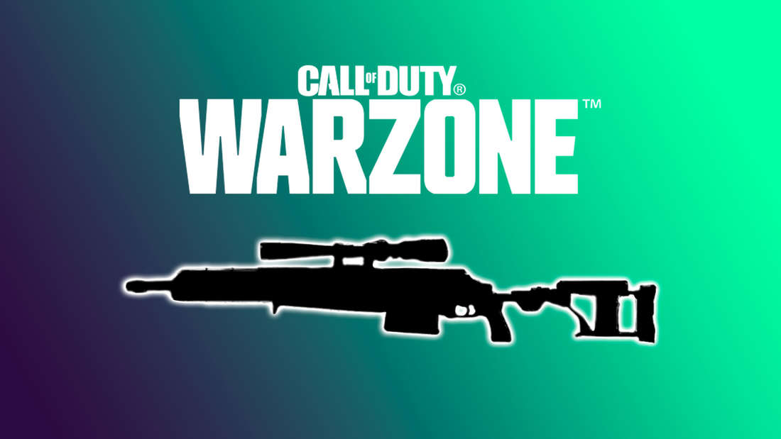 A blacked out rifle under the Warzone logo