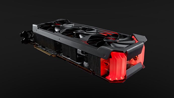 The PowerColor Red Devil RX 6950 XT graphics card over a plain black background.