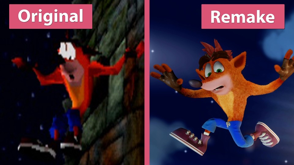 Crash Bandicoot - Original vs. N. Sane Remake Graphic Comparison