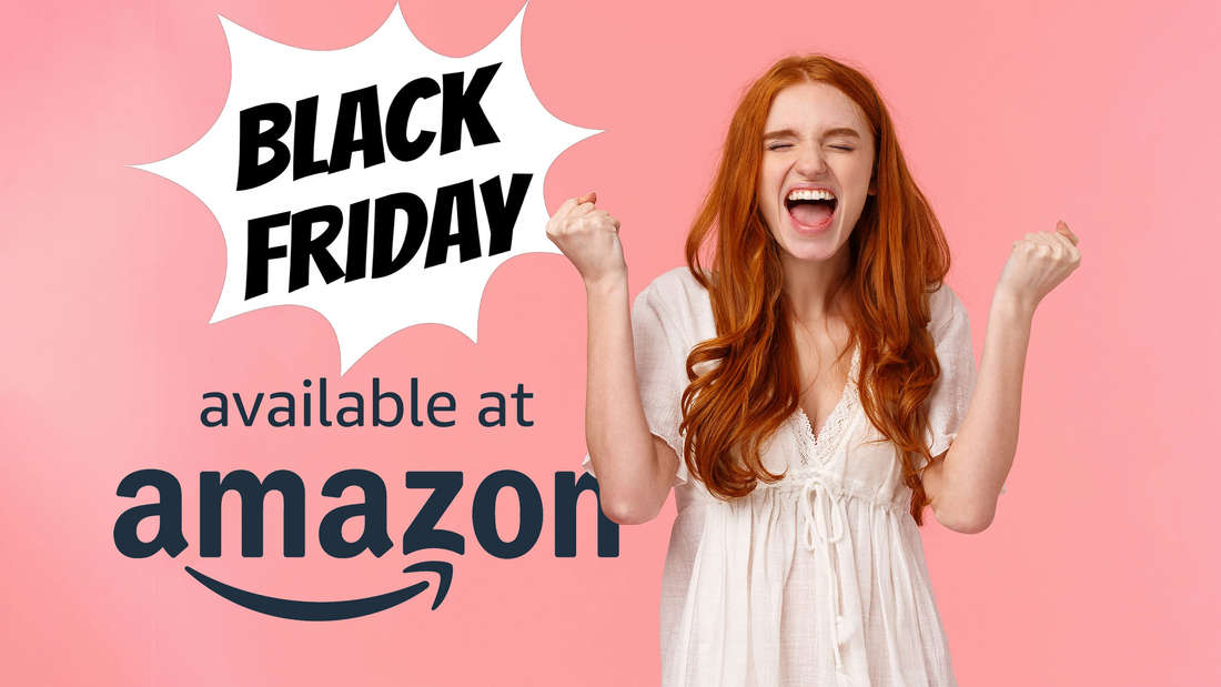 A woman is happy about Black Friday 2022 at Amazon
