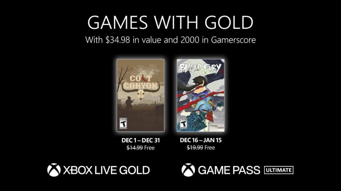 Colt Canyon and Bladed Fury are Xbox's Games with Gold games for December, GamersRD