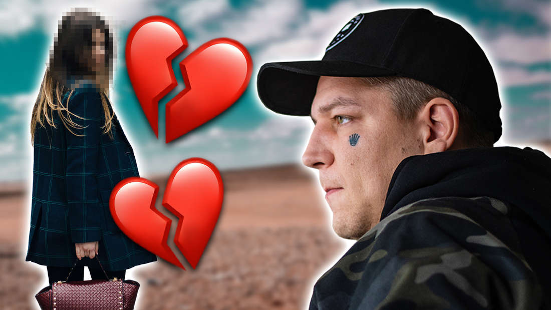 MontanaBlack alongside an icon image of his ex-girlfriend.  Plus broken hearts