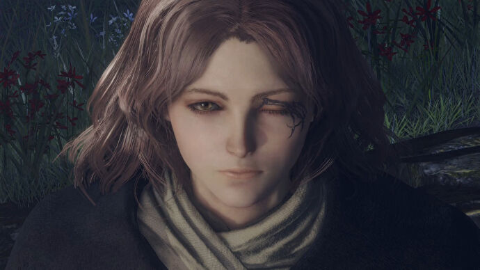 A close-up of Melina, an NPC character in Elden Ring.