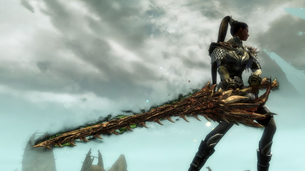 This is what the Zhaitan variant of the Legendary Greatsword from Guild Wars 2: End of Dragons looks like