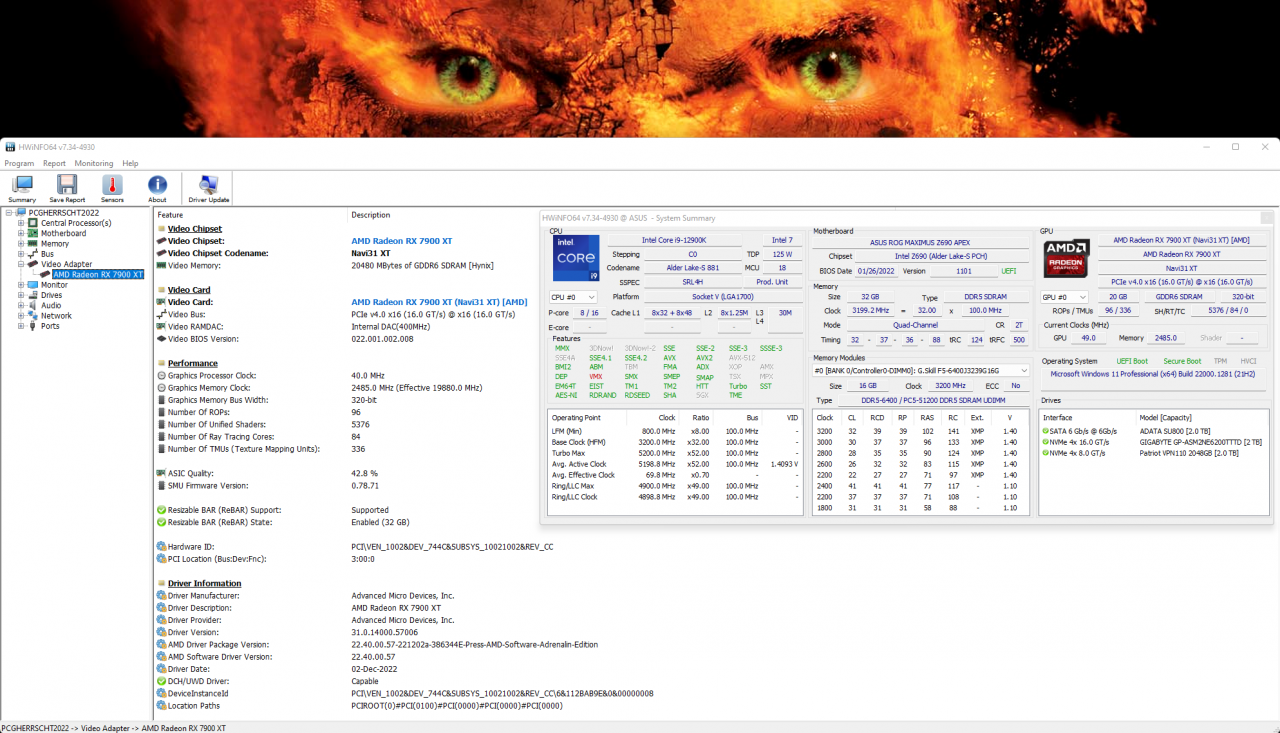 AMD Radeon RX 7900 XT: HWInfo Overview