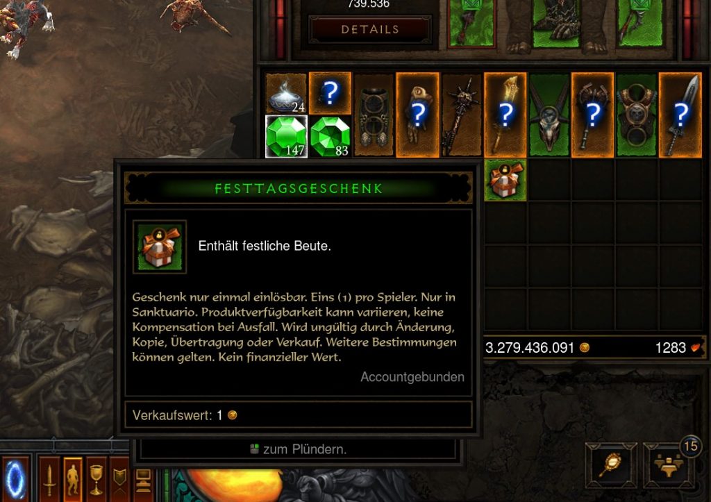 Diablo 3 holiday gift inventory