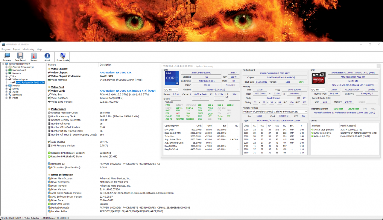 AMD Radeon RX 7900 XTX: HWInfo Overview