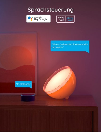 The Govee table lamp can be controlled via Amazon Alexa.