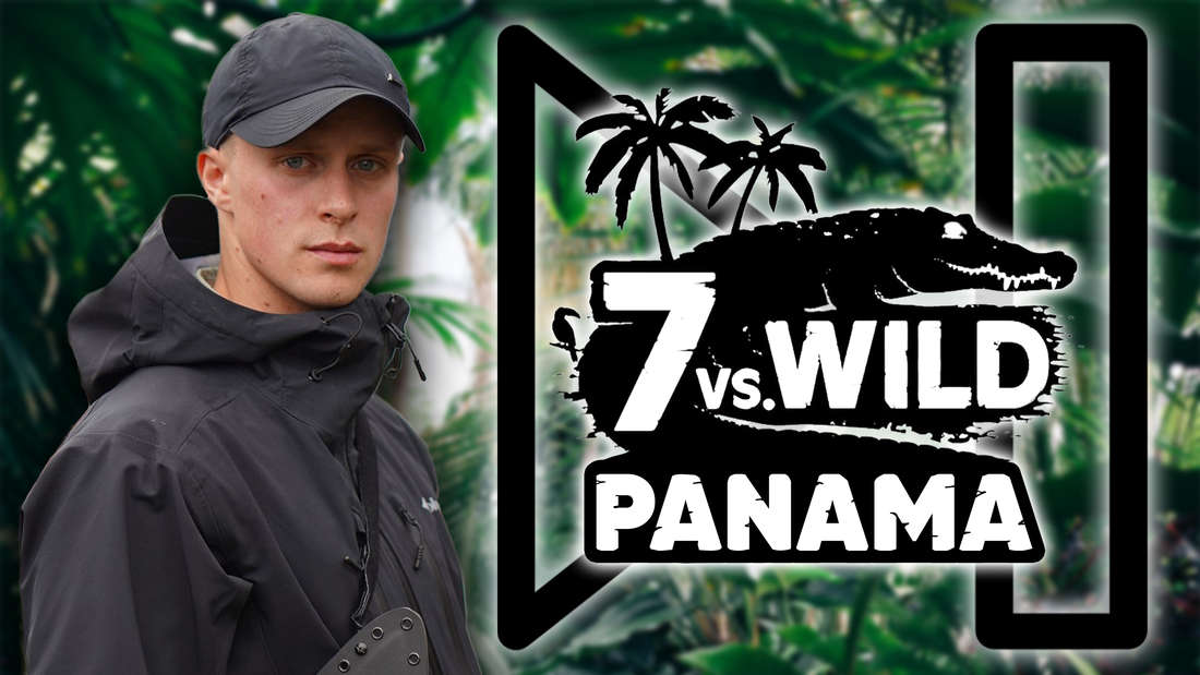 7 vs. Wild contestant Joris and the show's logo.  There is also a