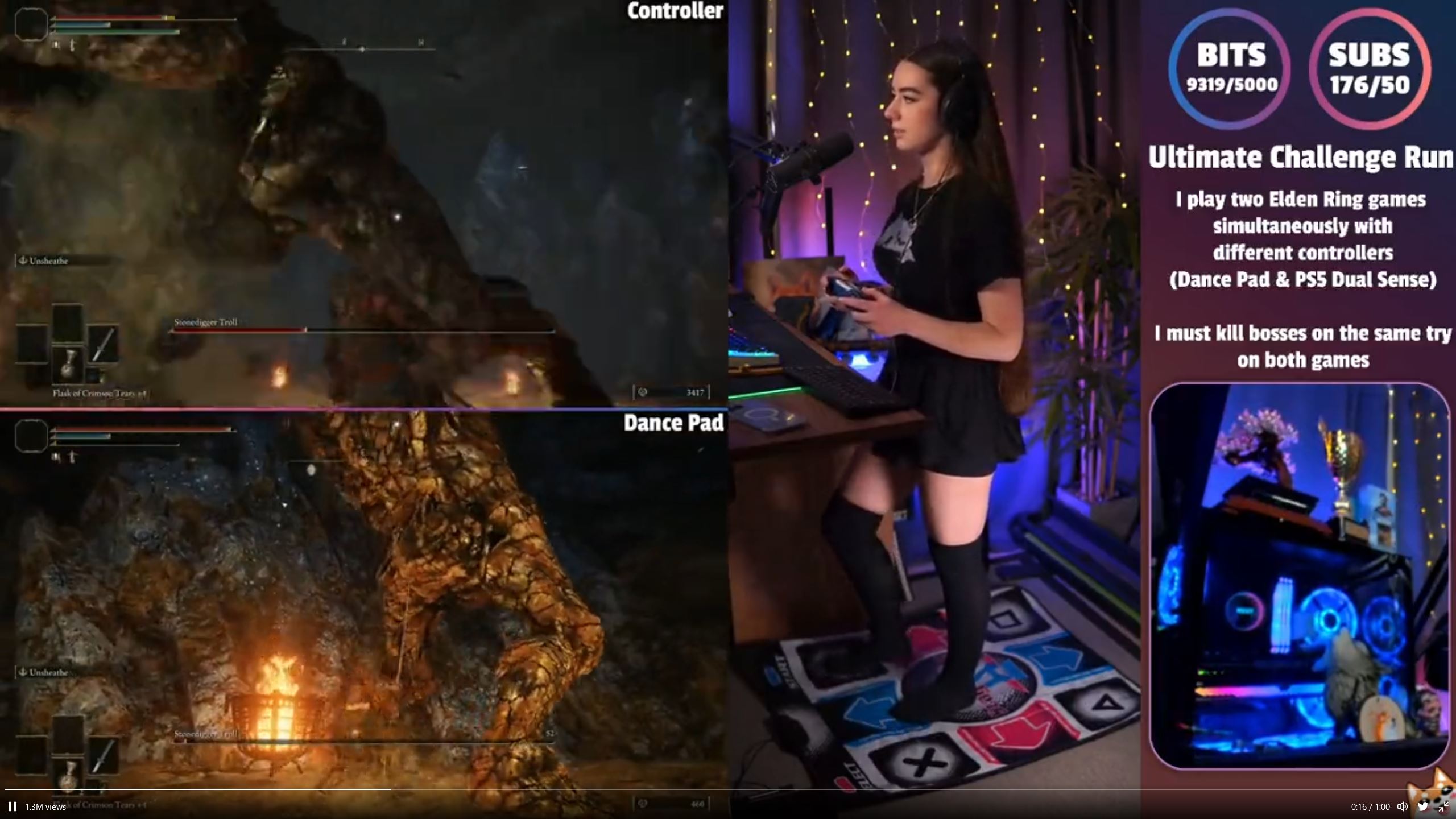 Streamer plays Elden Ring on PS5 and PC at the same time with his hands and feet