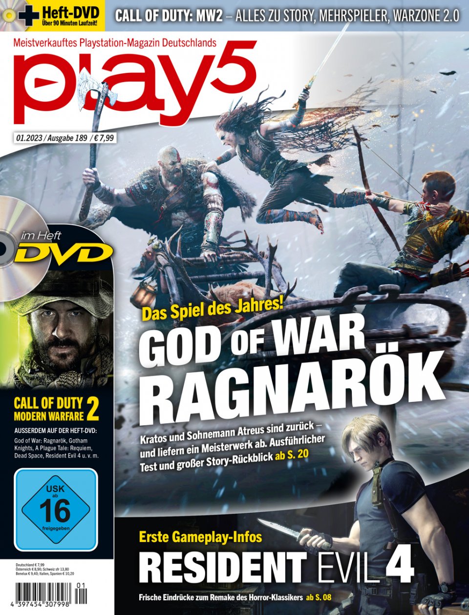play5 01/23 with title story for God of War: Ragnarök, preview for Resident Evil 4, test for Call of Duty: Modern Warfare 2 and much more (1)