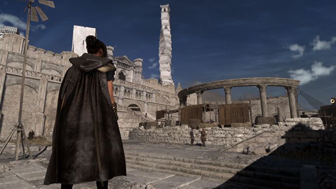 Frey looks out at Cipal.  a major hub city in Forspoken.