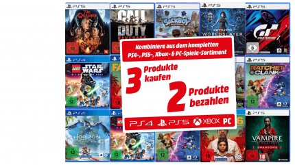 With the 3 for 2 promotion at Media Markt you can get FIFA 23, God of War Ragnarök or another game for PS5, PS4, Xbox or PC 'free'.