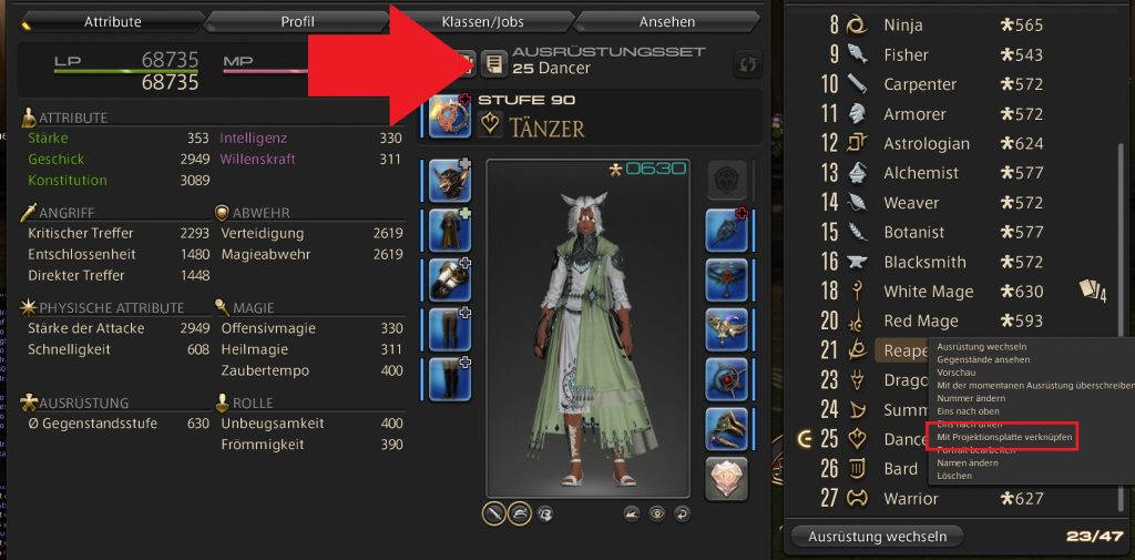 connect ffxiv projection plates equipment sets