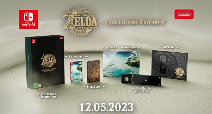 The contents of The Legend of Zelda: Tears of the Kingdom Collector's Edition.