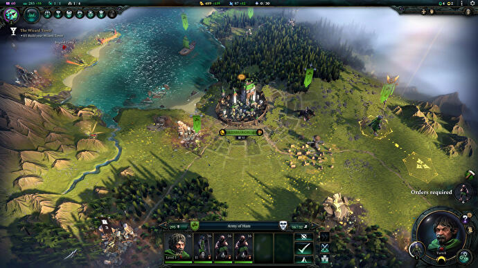 A green world with mountains and water in Age of Wonders 4.