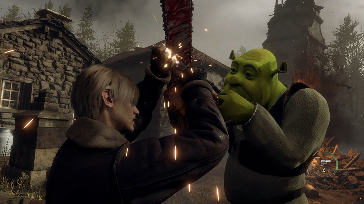 Fight chainsaw-wielding Shrek in this Resident Evil 4 demo mod