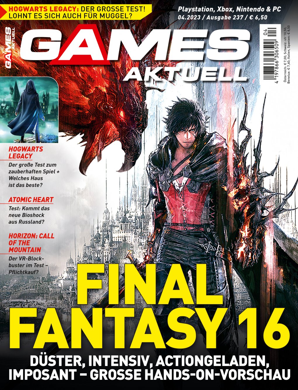 The cover of Games Aktuell issue 04/2023 with Final Fantasy 16 as the main motif